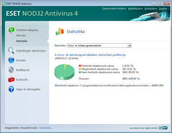 ESET NOD32 Antivirus statisztika ablak