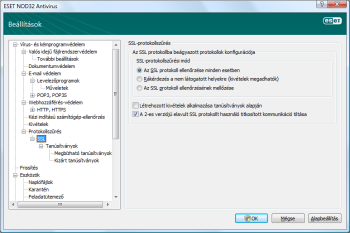Az SSL protokoll szűrési beállításai