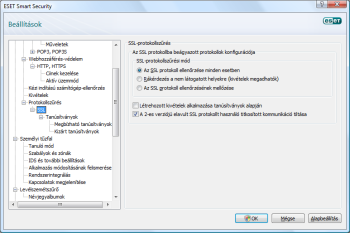 Az SSL protokoll szűrési beállításai
